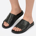 Nafasat Obsidian — Men's Black Leather Slides | Daily Wear Pakistan
